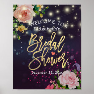 Brautparty Willkommene Lila String-Leuchten Poster