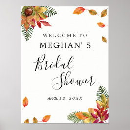 Brautparty Willkommensschild Herbstblätterung Poster