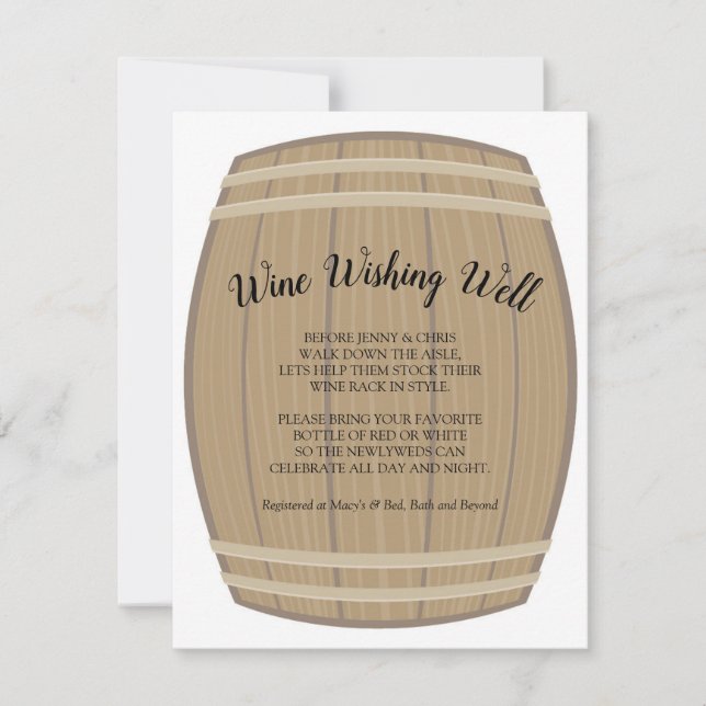 Brautparty Wine Wishing Well Card Einladung (Vorderseite)