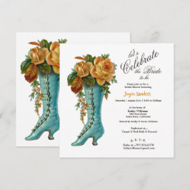 Brautparty Women's Vintag Boot mit Rose Einladung