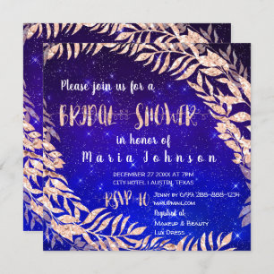 Brautparty Wreath Rose Gold Sky Stars Indigo Einladung