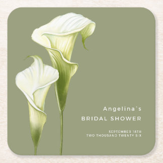 Brautparty Zarte Calla-Lilien | Rechteckiger Pappuntersetzer