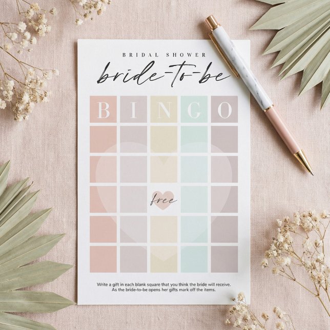 Brautparty-zu-be-Bingo-Rainbow-Quadrate (Bridal Shower Bingo Bride-to-Be Party Game Card)