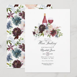 Brautparty zu Themen Burgund und Rose Einladung