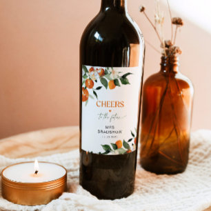 Brautparty zum Zitrusfrüchteessen Weinetikett