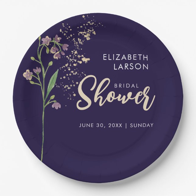 Brautparty zur Wildblume von Goldfolie Pappteller (Vorderseite)