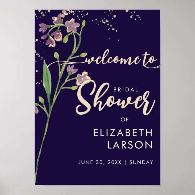 Brautparty zur Wildblume von Goldfolie Poster (Vorne)