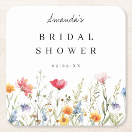 Brautparty zur Wildblume von Wasserfarben Rechteckiger Pappuntersetzer