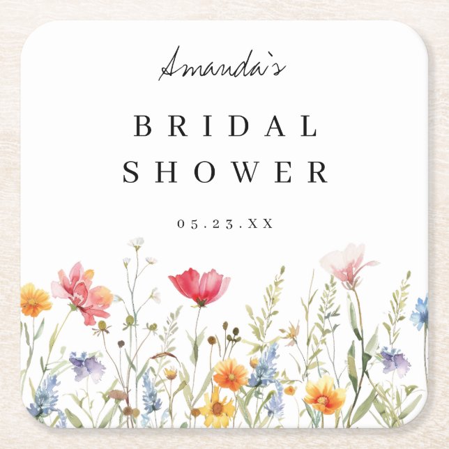 Brautparty zur Wildblume von Wasserfarben Rechteckiger Pappuntersetzer (Vorderseite)