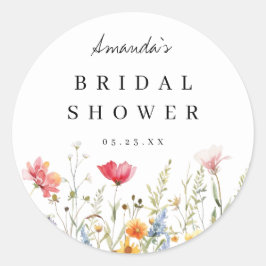 Brautparty zur Wildblume von Wasserfarben Runder Aufkleber