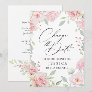 Brautparty Zurückgestellt Datum Elegante Rose Pins Einladung