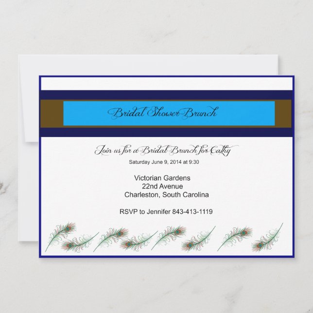 Brautpartybrunch-Pfau-Einladung Einladung (Vorderseite)