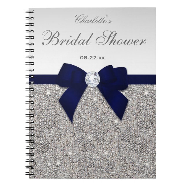 Brautpartyguestbook-Imitatsequins-Marine-Bogen Notizblock (Vorderseite)