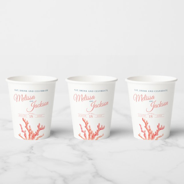 Brautpavillon für Korallenorange Pappbecher (Multi)