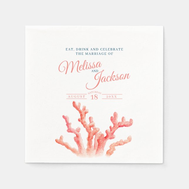 Brautpavillon für Korallenorange Serviette (Vorderseite)