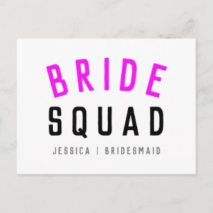 Brautplatz  Modern Bachelorette Bridesmaid Pink Postkarte