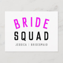 Brautplatz| Modern Bachelorette Bridesmaid Pink Postkarte