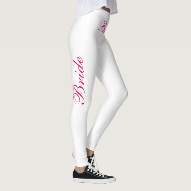 Brautrosa auf Weiß Leggings (Rechts)