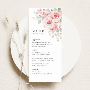 Brautrosen-Hochzeitsmenü für den Empfang Menükarte
