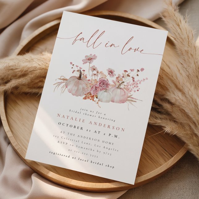 Brautschauer 'Blush Pink Fall in Love' Einladung (Von Creator hochgeladen)