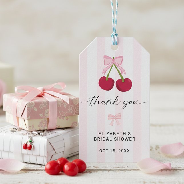 Brautschauer Coquette Bogen Streifen Cherry On Top Geschenkanhänger (Von Creator hochgeladen)