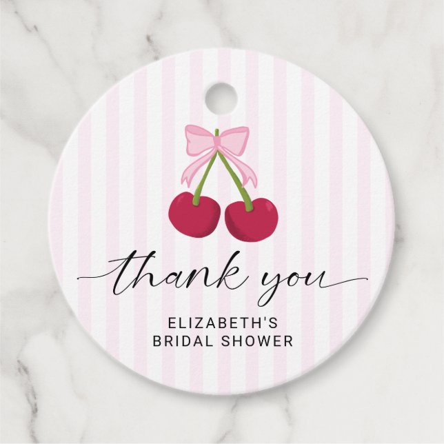 Brautschauer 'Kirsche auf dem Hochzeitskuchen' mit Geschenkanhänger (Vorderseite)