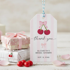 Brautschauer 'Kirsche auf dem Hochzeitskuchen' mit Geschenkanhänger