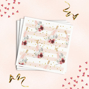 Brautschauer-Servietten mit Blüten & Prosecco Serviette