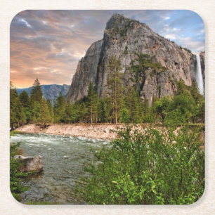 Brautschleier-Fälle Rechteckiger Pappuntersetzer