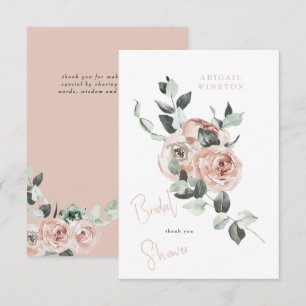 Brautschmaus mit rosa floralem Eukalyptus-Motiv  Dankeskarte