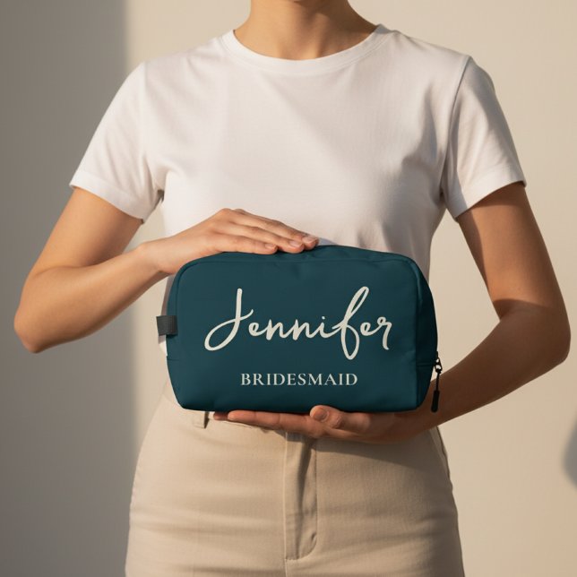 Brautschminktasche für Braut und Brautjungfern Waschbeutel (Personalized Bridesmaid Makeup Bag – Custom Name Cosmetic Bag | Bridal Shower, Bachelorette Gift)