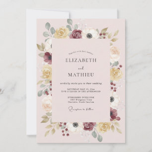 Brautschmuck Kranz Hochzeit mit Rosa Senf Einladung