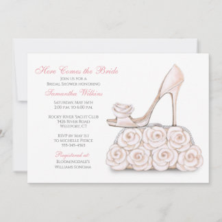 Brautschuh & Rosen-Clutch Brautparty-Einladung Einladung