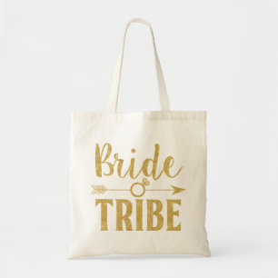 "Brautstamm" Glitzer-Print Golden Tragetasche