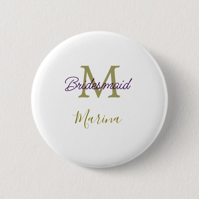 Brautstamm-Monogramm-Junggesellinnenabschied einfa Button (Vorderseite)