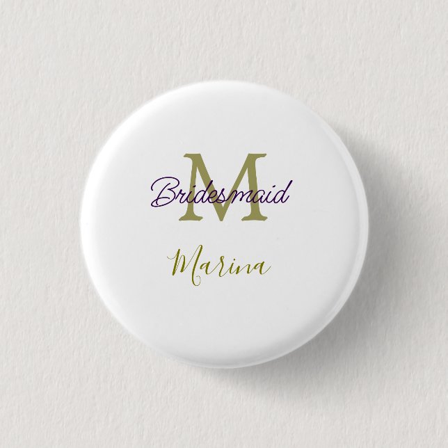Brautstamm-Monogramm-Junggesellinnenabschied einfa Button (Vorderseite)