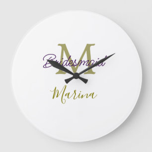 Brautstamm-Monogramm-Junggesellinnenabschied einfa Große Wanduhr