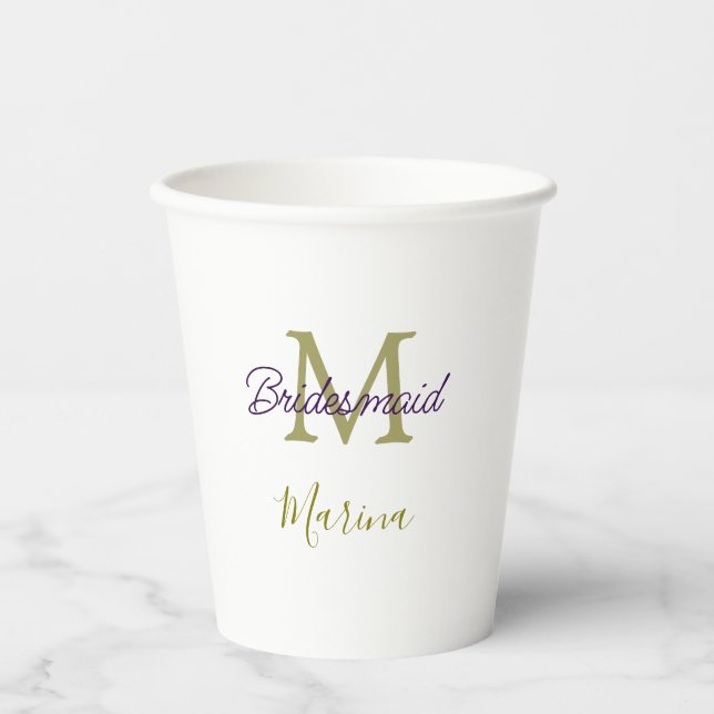 Brautstamm-Monogramm-Junggesellinnenabschied einfa Pappbecher (Vorderseite)