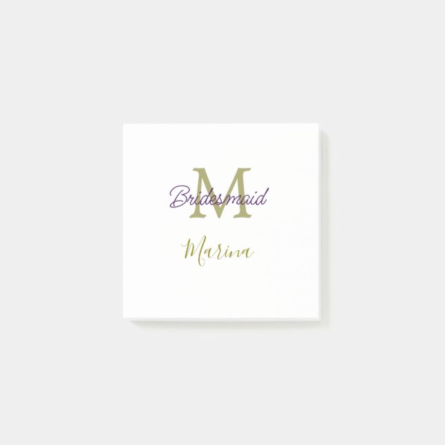 Brautstamm-Monogramm-Junggesellinnenabschied einfa Post-it Klebezettel (Vorderseite)