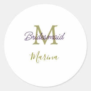 Brautstamm-Monogramm-Junggesellinnenabschied einfa Runder Aufkleber