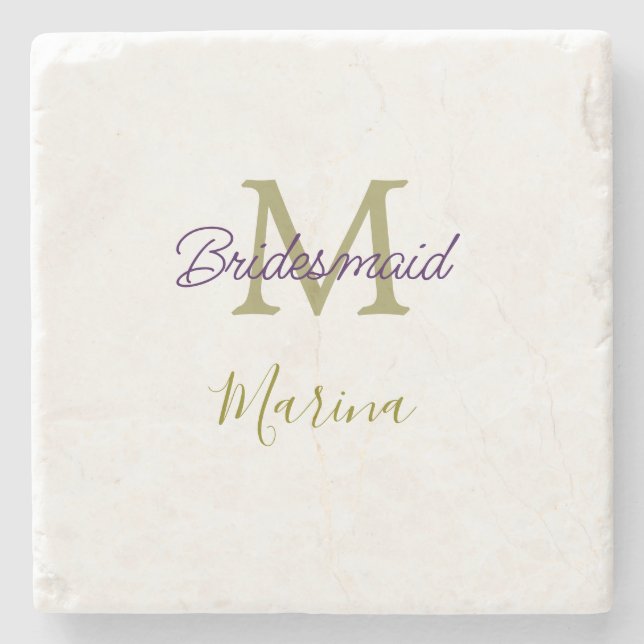 Brautstamm-Monogramm-Junggesellinnenabschied einfa Steinuntersetzer (Vorderseite)