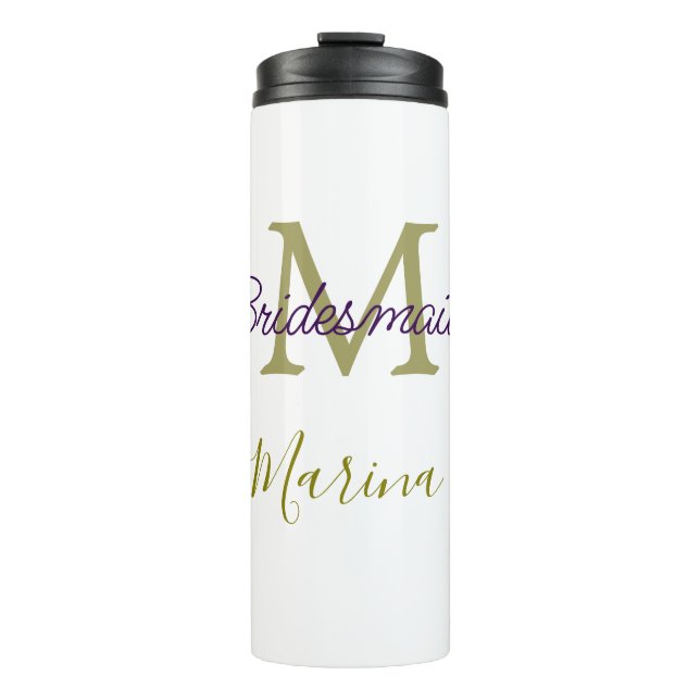 Brautstamm-Monogramm-Junggesellinnenabschied einfa Thermosbecher (Vorderseite)