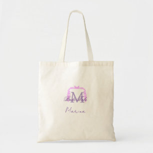 Brautstamm-Monogramm lila Rüsche rosa Rand Spa Tragetasche