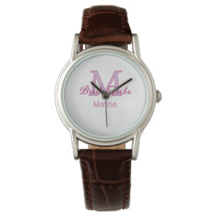 Brautstamm-Monogramm rote Brautparty einfach mini Armbanduhr