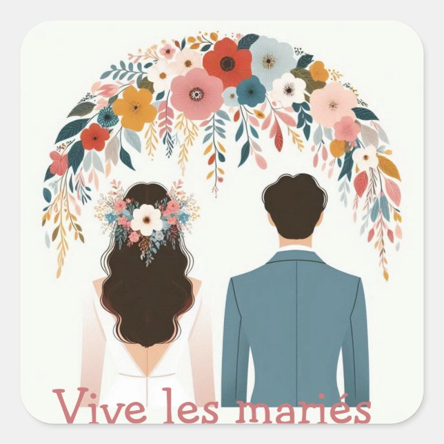Brautsticker Quadratischer Aufkleber (Vorderseite)