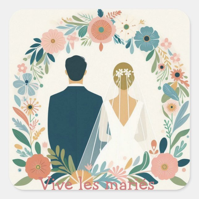 Brautsticker Quadratischer Aufkleber (Vorderseite)