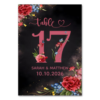 Brautstrauß Florale Hochzeitstisch Nummer 17 Karte