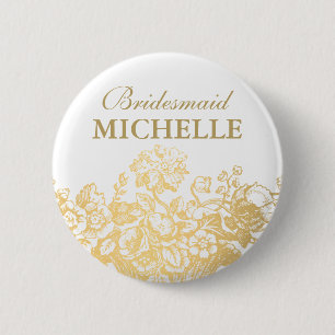 Brautstrauß-Geschenkkorb Blumenkorb Gold Button