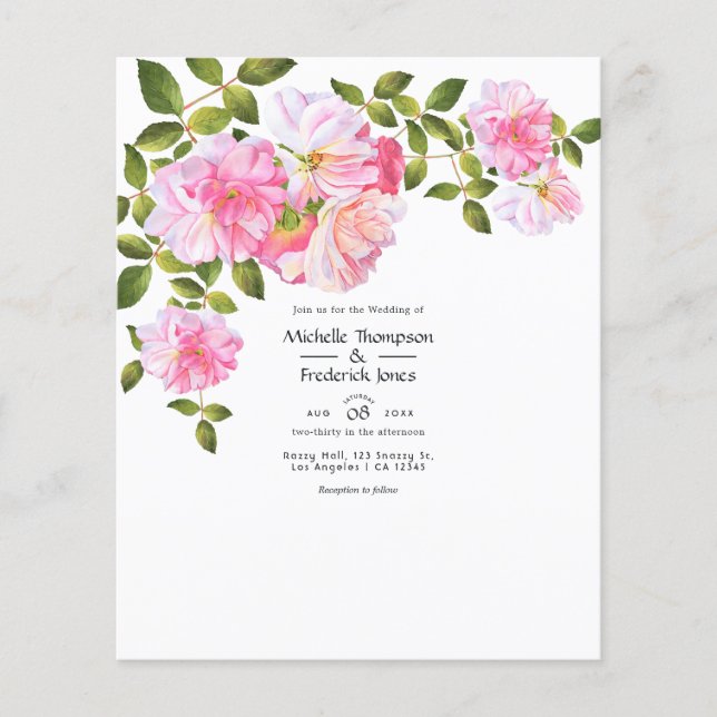 Brautstrauß Hochzeit mit rosa Rosen Flyer (Vorne)
