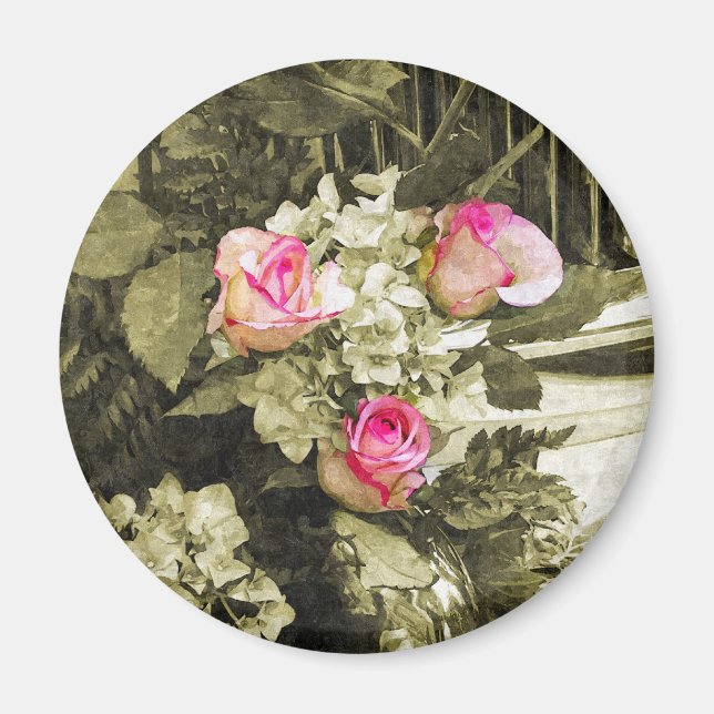 Brautstrauß im Vintage-Stil Magnet (Vorne)
